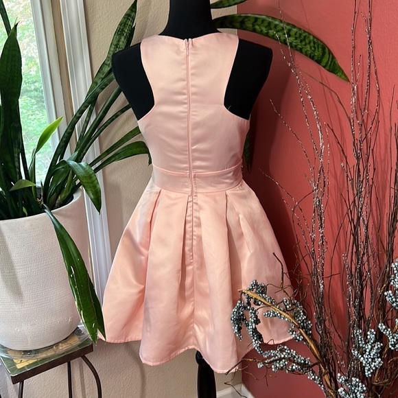 NEW Lulus Satin Light Pink Trendy Skater Dress with Rhinestones - Picture 8 of 15
